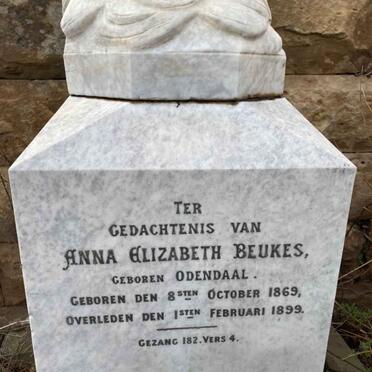 BEUKES Anna Elizabeth nee ODENDAAL 1869-1899