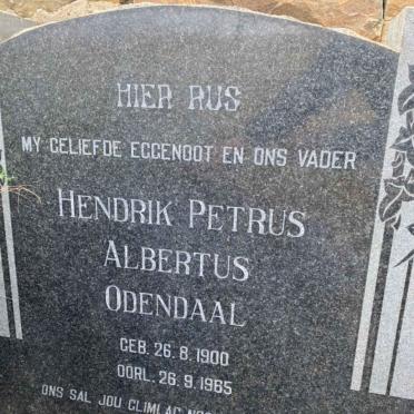 ODENDAAL Hendrik Petrus Albertus 1900-1965
