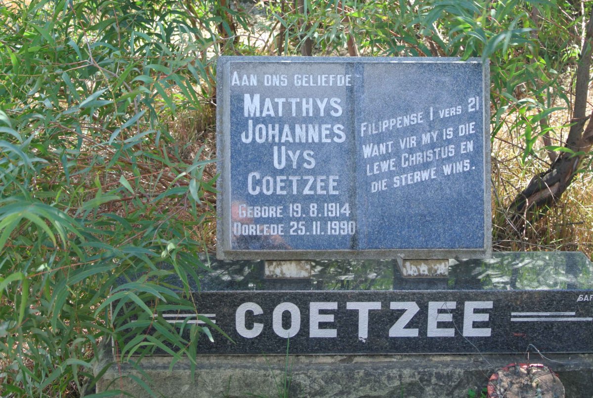 COETZEE Matthys Johannes Uys 1914-1990