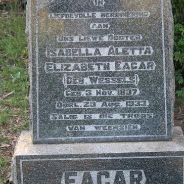EAGAR Isabella Aletta Elizabeth nee WESSELS 1897-1933