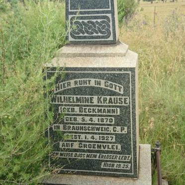 KRAUSE Wilhelmine nee BECKMANN 1870-1927