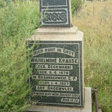 KRAUSE Wilhelmine nee BECKMANN 1870-1927
