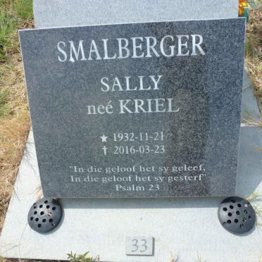 SMALBERGER Sally nee KRIEL 1932-2016