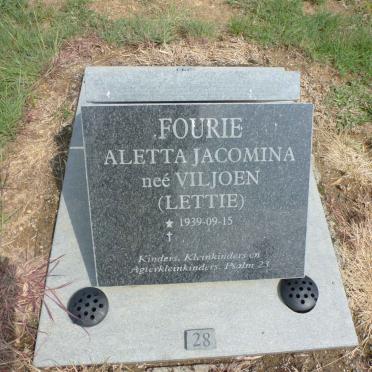 FOURIE Aletta Jacomina nee VILJOEN 1939-