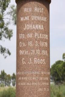 ROOS Johanna nee DU PLESSIS 1878-1918