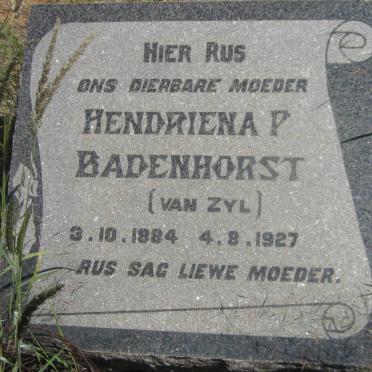 BADENHORST Hendriena P. nee VAN ZYL 1884-1927