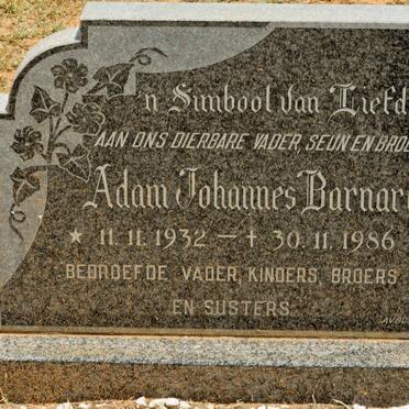 BARNARD Adam Johannes 1932-1986
