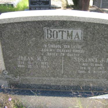 BOTMA Johan M.B. 1895-1957 :: BOTMA Susanna J. H. nee OLWAGE 1917-1957