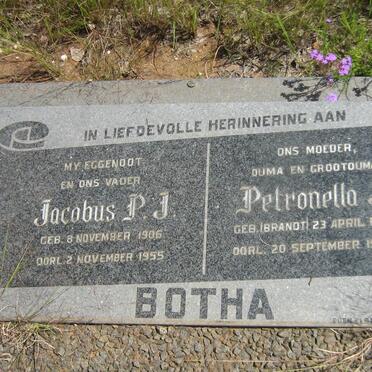 BOTHA Jacobus P.J. 1906-1955 &amp; Petronella J. BRANDT 1906-1985