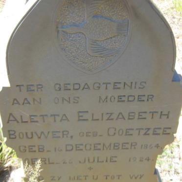 BOUWER Aletta Elizabeth nee COETZEE 1864-1924