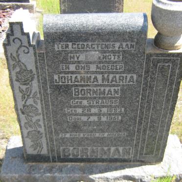 BORNMAN Johanna Maria nee STRAUSS 1893-1951