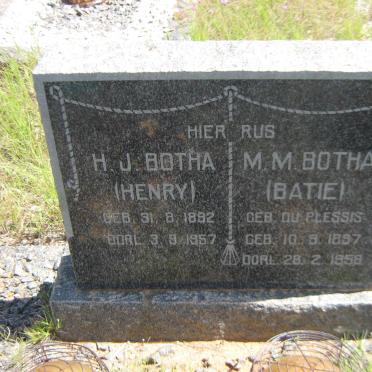 BOTHA H. J. 1892-1957 &amp; M.M. DU PLESSIS 1897-1958