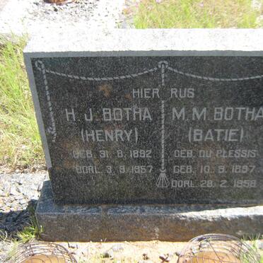 BOTHA H. J. 1892-1957 &amp; M.M. DU PLESSIS 1897-1958