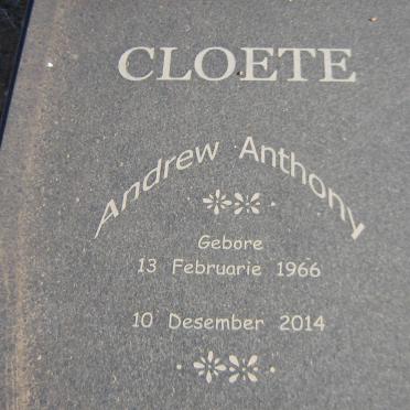 CLOETE Andrew Anthony 1966-2014