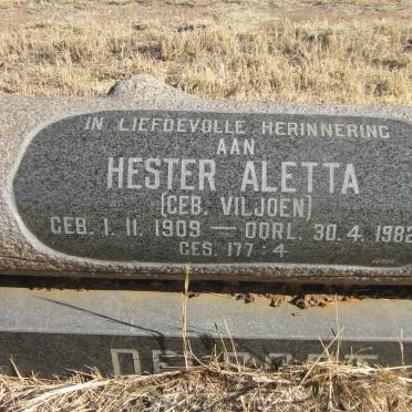 DELPORT Hester Aletta nee VILJOEN 1909-1982