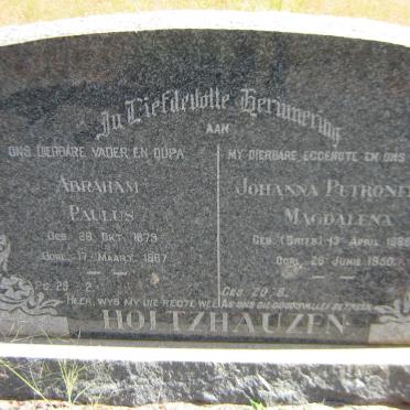 HOLTZHAUZEN Abraham Paulus 1879-1967 &amp; Johanna Petronella Magdalena BRITS 1886-1950