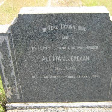 JORDAAN Aletta J. nee ERLANK 1888-1944