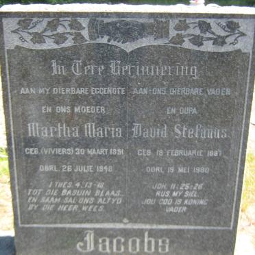 JACOBS David Stefanus 1887-1980 &amp; Martha Maria VIVIERS 1891-1948