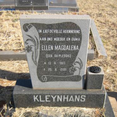 KLEYNHANS Ellen Magdalena nee DU PLESSIS 1903-2001