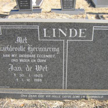 LINDE Jan de Wet 1925-1989