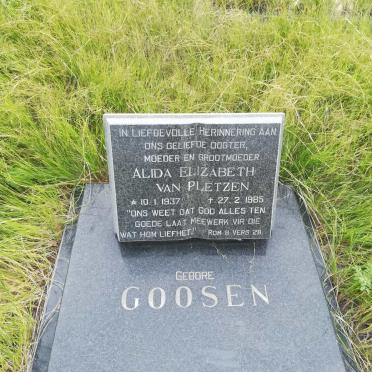 PLETZEN Alida Elizabeth, van nee GOOSEN 1937-1985