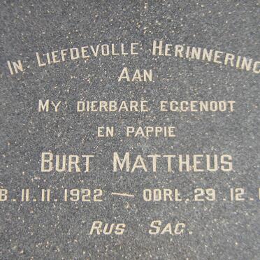 PREEZ Burt Mattheus, du 1922-1969