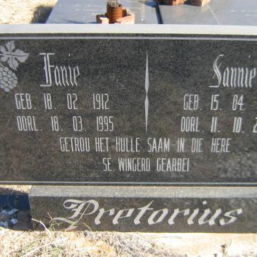 PRETORIUS Fanie 1912-1995 &amp; Sannie 1908-2000