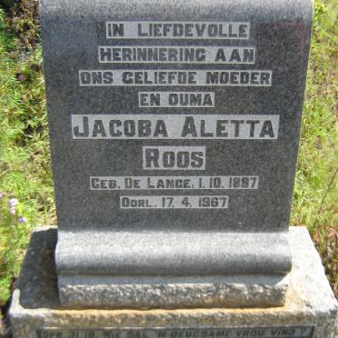 ROOS Jacoba Aletta nee DE LANGE 1887-1967