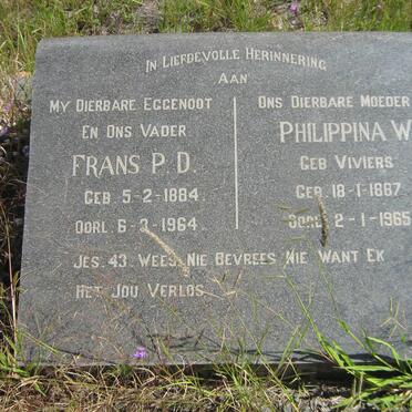 ? Frans P.D. 1884-1964 &amp; Philippina W. VIVIERS 1887-1965