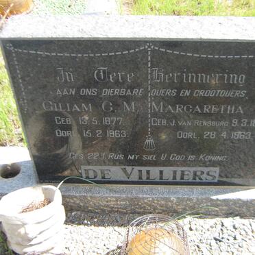 VILLIERS Giliam G.M., de 1877-1963 &amp; Margaretha E. J. VAN RENSBURG 1895-1963