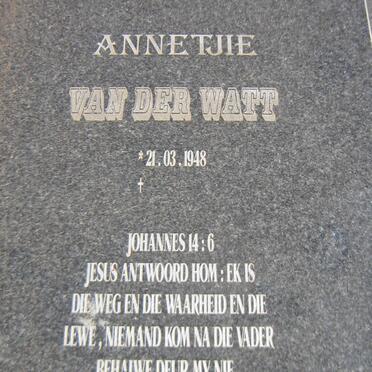 WATT Annetjie, van der 1948-
