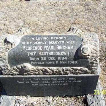 BINGHAM Florence Pearl nee BARTHOLOMEW 1884-1948
