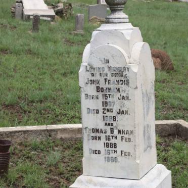 BONHAM John Francis 1887-1888 :: BONHAM Thomas 1888-1888