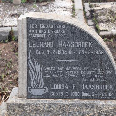 HAASBROEK Leonard 1904-1958 &amp; Louisa F. 1908-2002