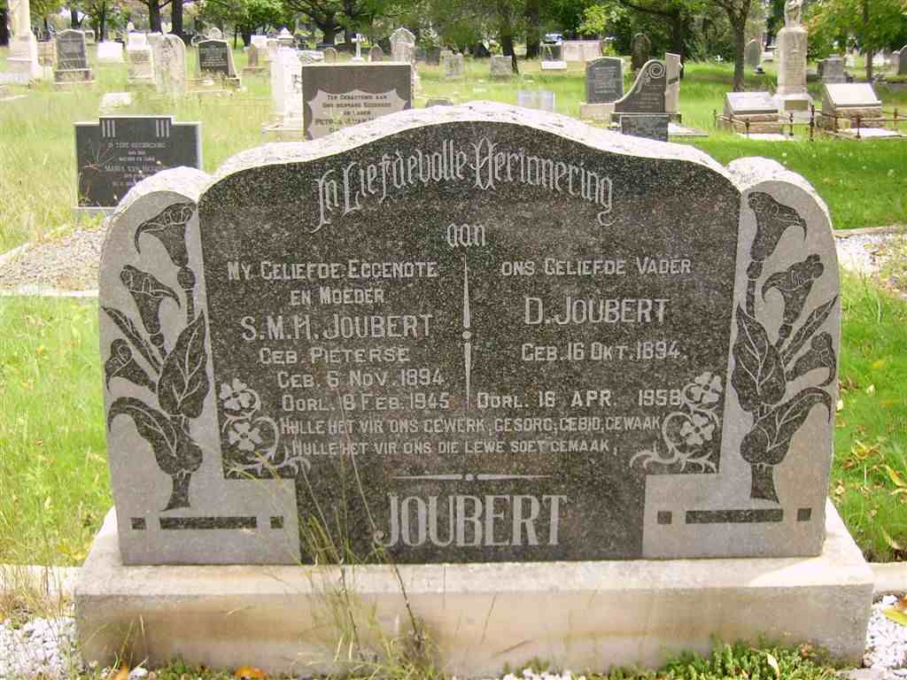 JOUBERT D. 1894-1958 &amp; S.M.H. PIETERSE 1894-1945