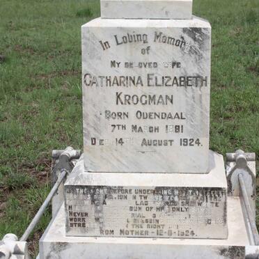 KROGMAN Catharina Elizabeth nee ODENDAAL 1881-1924