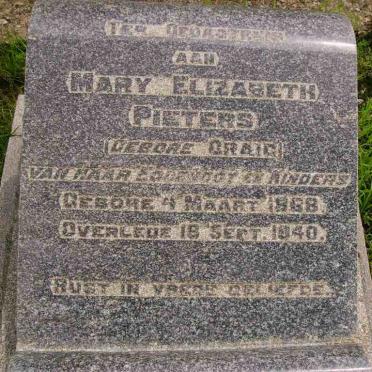 PIETERS Mary Elizabeth nee CRAIG 1868-1940