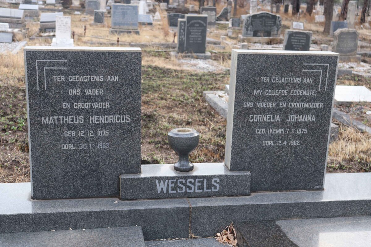 WESSELS Mattheus Hendricus 1875-1963 &amp; Cornelia Johanna KEMP 1875-1962