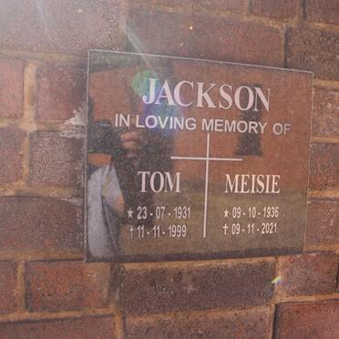 JACKSON Tom 1931-1999 & Meisie 1936-2021