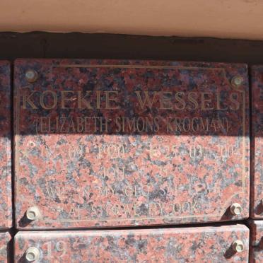 WESSELS Elizabeth Simons nee KROGMAN 1920-2004