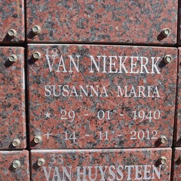 NIEKERK Susanna Maria, van 1940-2012