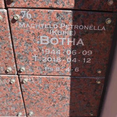 BOTHA Machteld Petronella 1944-2018