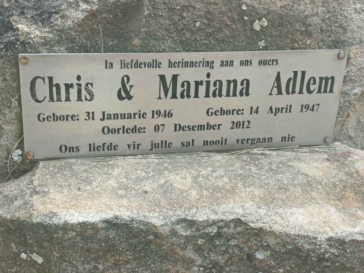 ADLEM Chris 1946-2012 & Mariana 1947-2012
