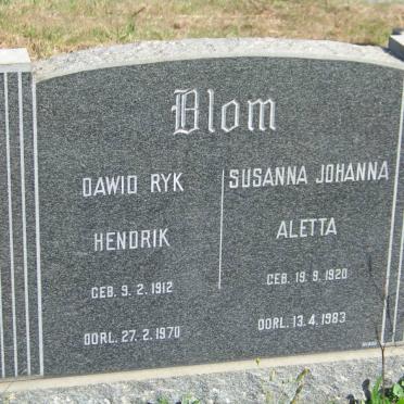 BLOM Dawid Ryk Hendrik 1912-1970 &amp; Susanna Johanna Aletta 1920-1983