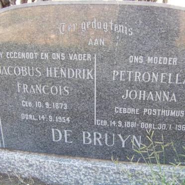 BRUYN Jacobus Hendrik Francois, de 1873-1954 &amp; Petronella Johanna POSTHUMUS 1881-1965
