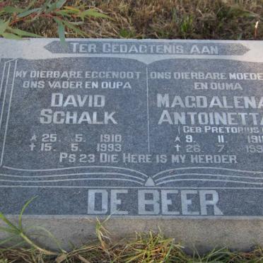 BEER David Schalk, de 1910-1993 &amp; Magdalena Antoinetta PRETORIUS 1911-1995