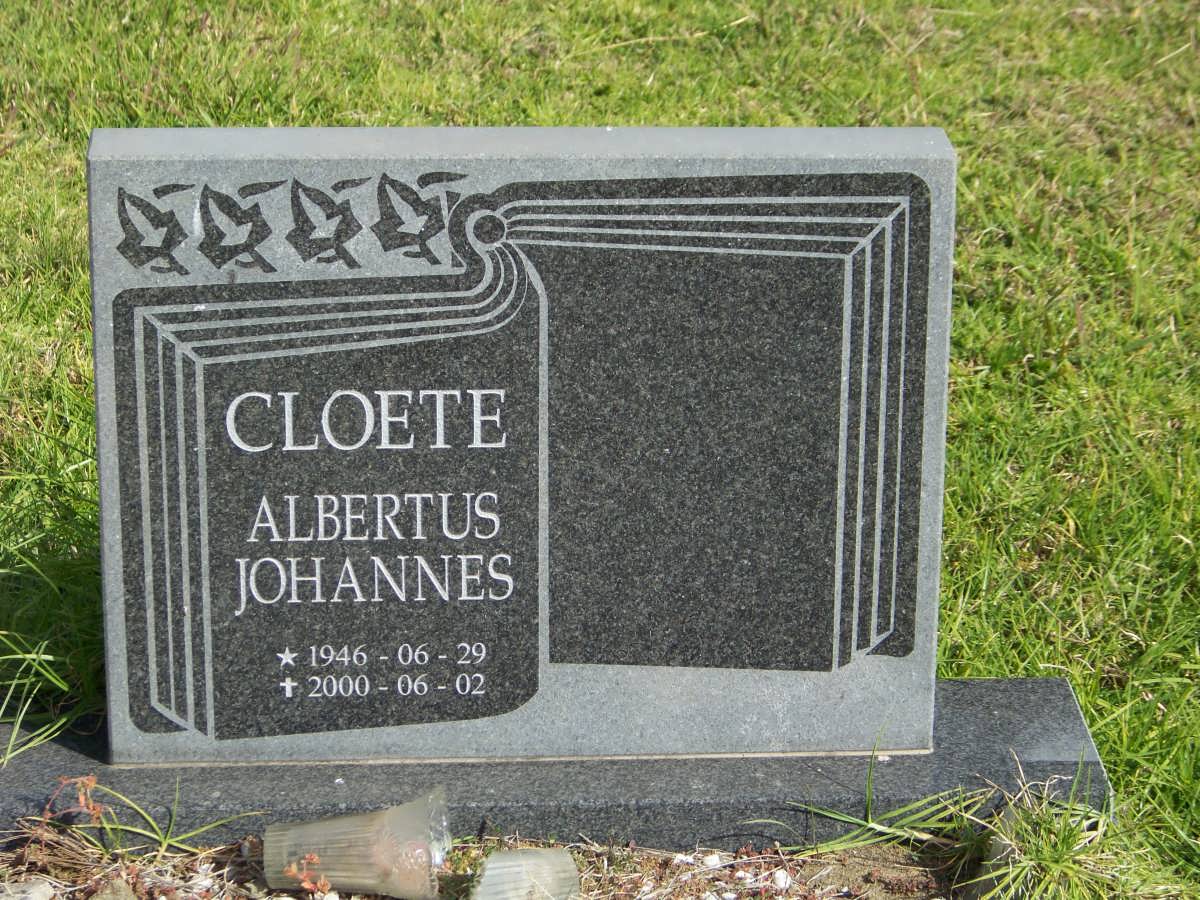 CLOETE Albertus Johannes 1946-2000