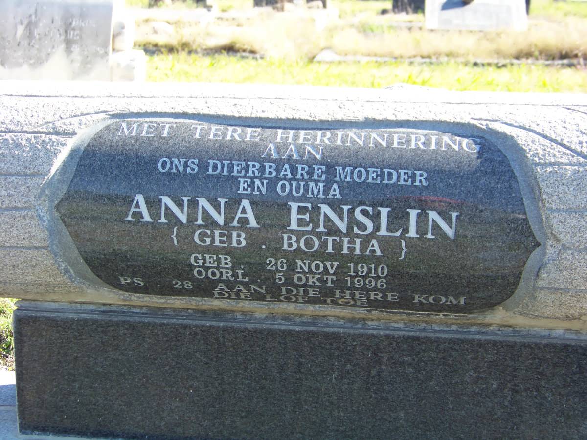 ENSLIN Anna nee BOTHA 1910-1996