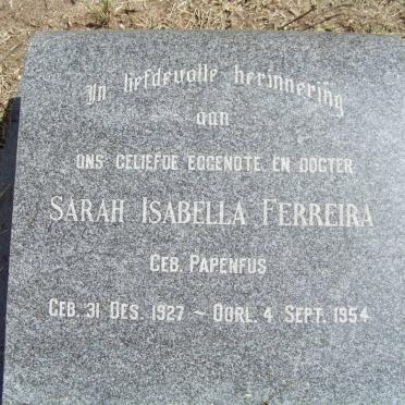 FERREIRA Sarah Isabella nee PAPENFUS 1927-1954