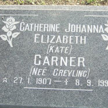 GARNER Catherine Johanna Elizabeth nee GREYLING 1907-1993